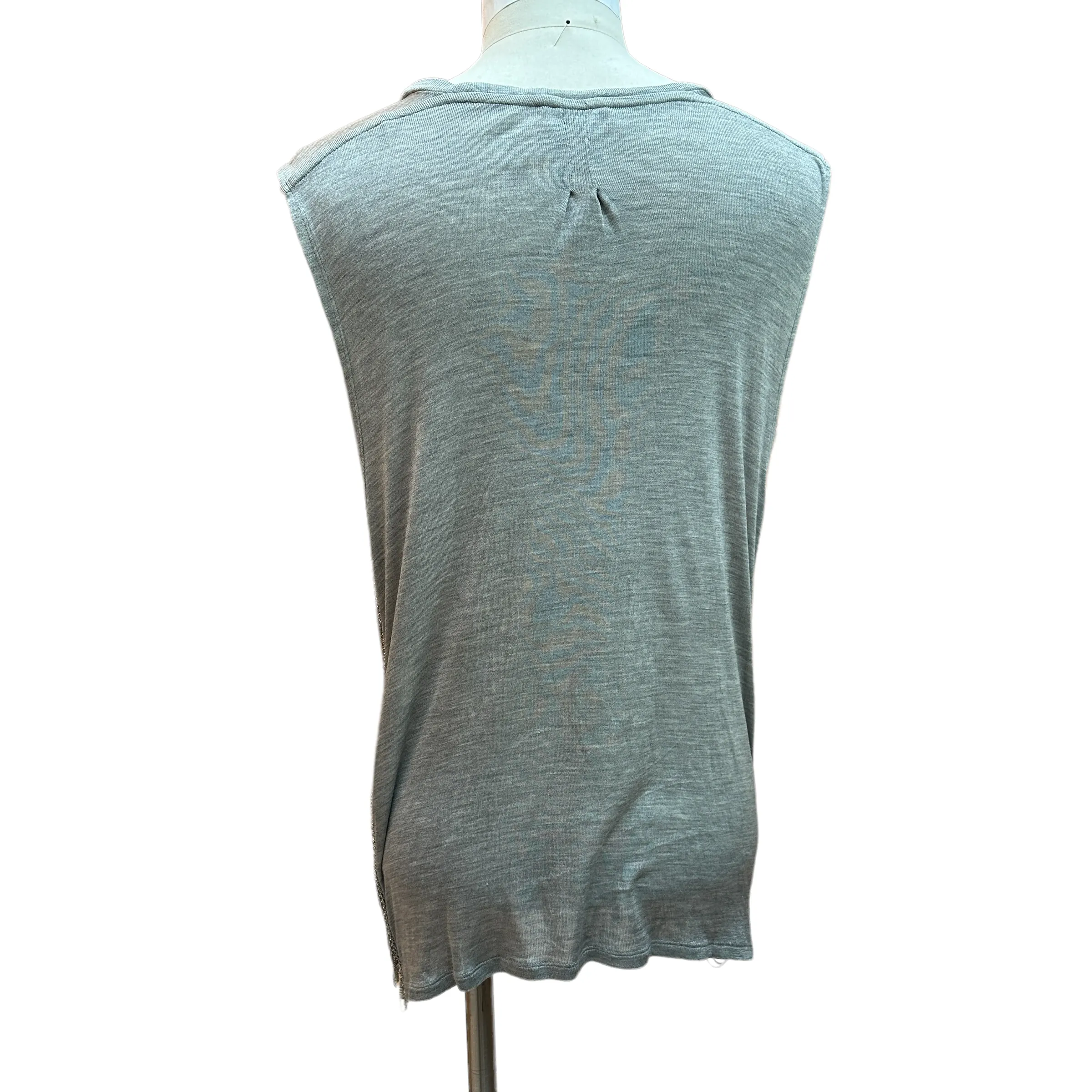 Grey Silk Tank Top w/Chains - XS