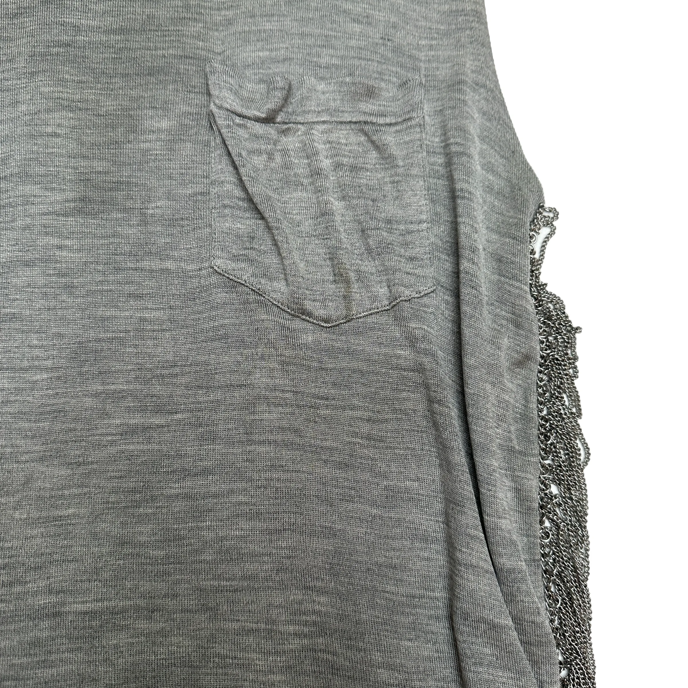 Grey Silk Tank Top w/Chains - XS