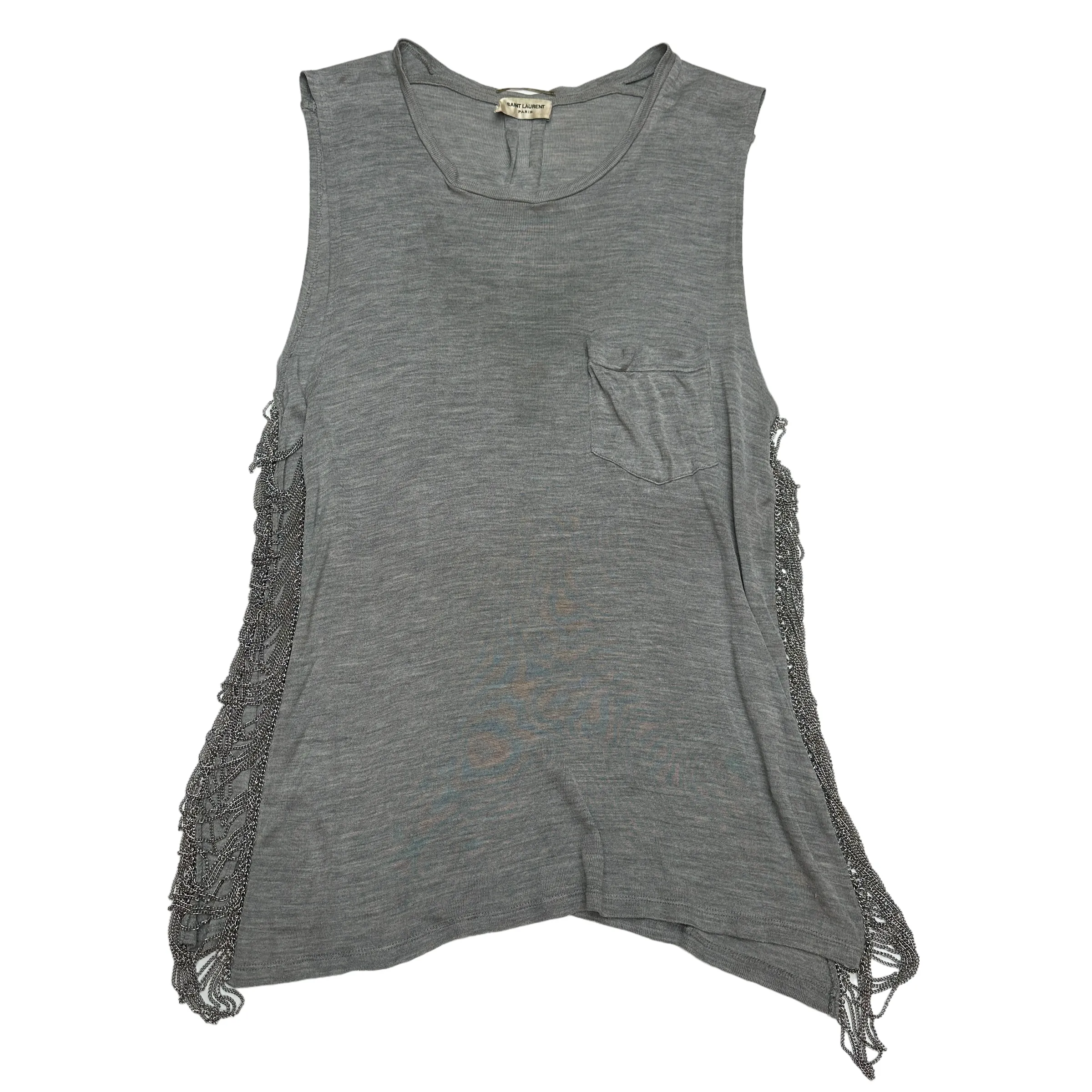 Grey Silk Tank Top w/Chains - XS