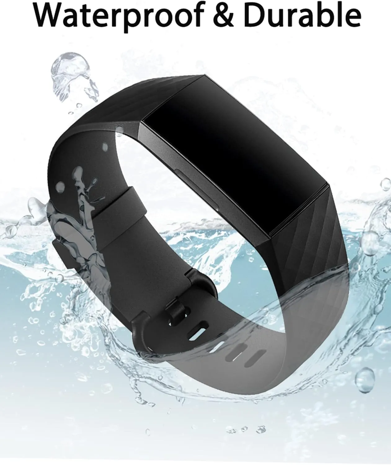 Hamile Bands Compatible with Fitbit Charge 4 / 3, Waterproof Replacement Watch Strap Fitness Sport Band Wristband for Women Men, Large Small