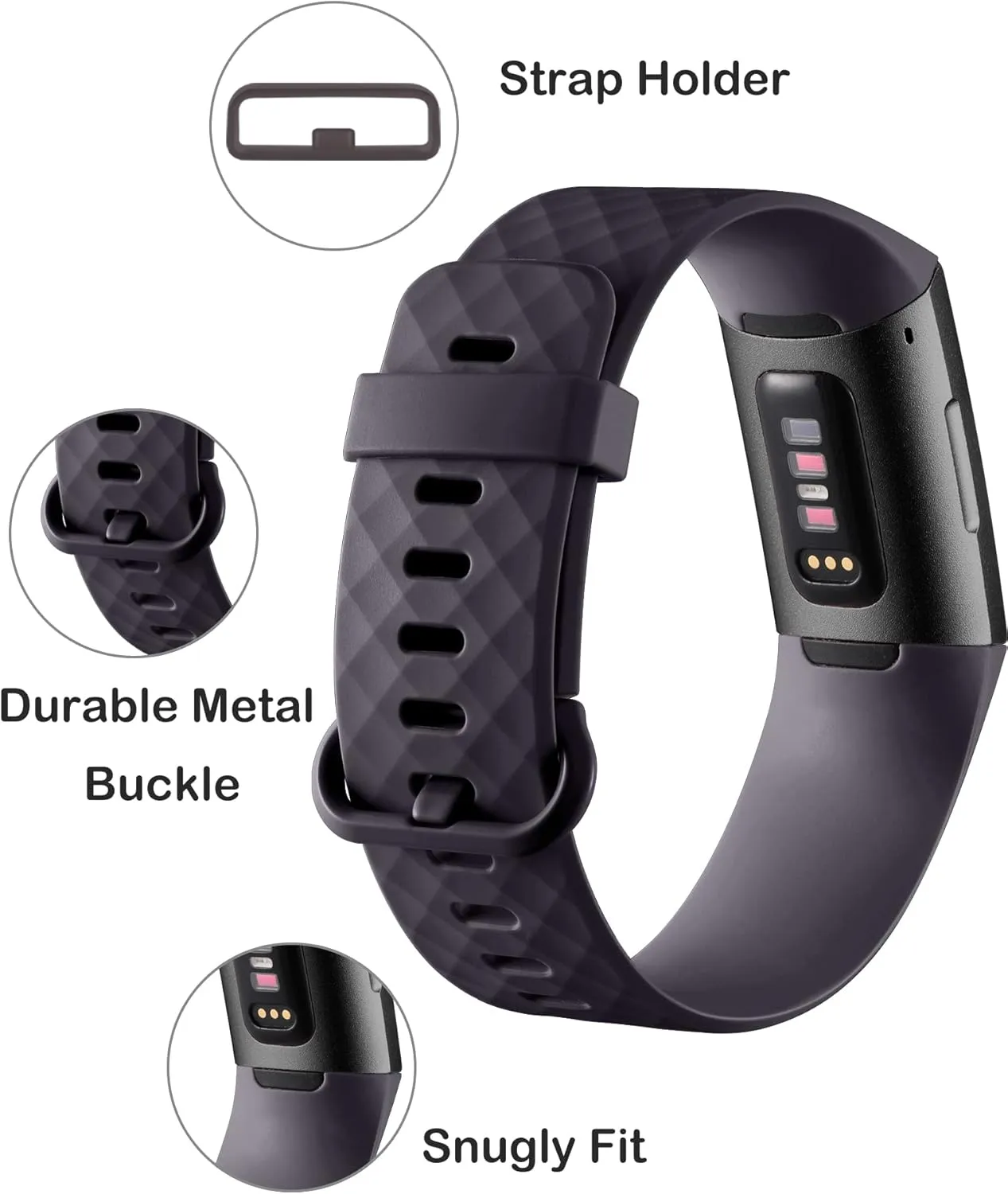 Hamile Bands Compatible with Fitbit Charge 4 / 3, Waterproof Replacement Watch Strap Fitness Sport Band Wristband for Women Men, Large Small