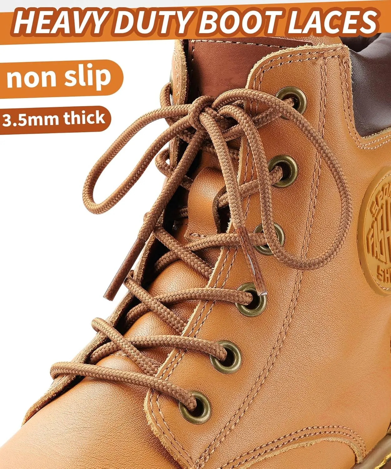 Handshop 2 Pairs Round Boots Shoelaces Heavy Duty Outdoor Shoe Laces 30-63 Shoestrings For Hiking Sporting Running
