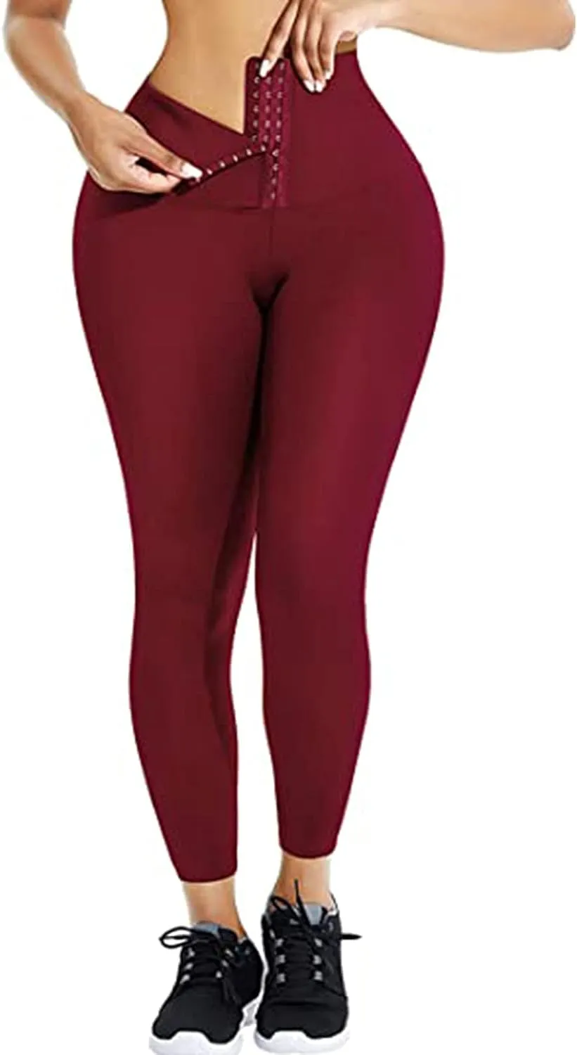 High Waisted Corset Leggings for Women with Magic Waist Shaper Waist Trainer Yoga Pants Tummy Control