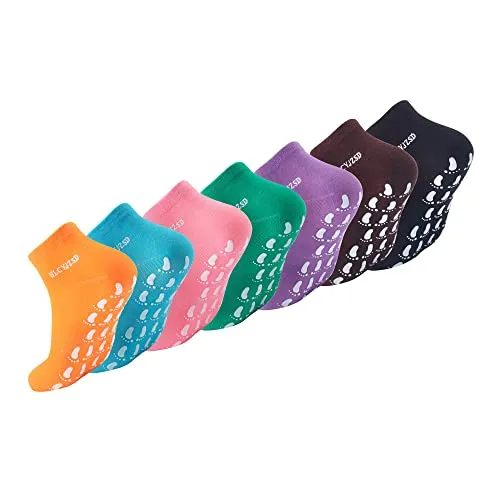 HLCYJZSD 7 Pairs Non Slip Yoga Socks for Women, Skid Slipper Socks with Grippers for Pilates Dance Ballet Trampoline