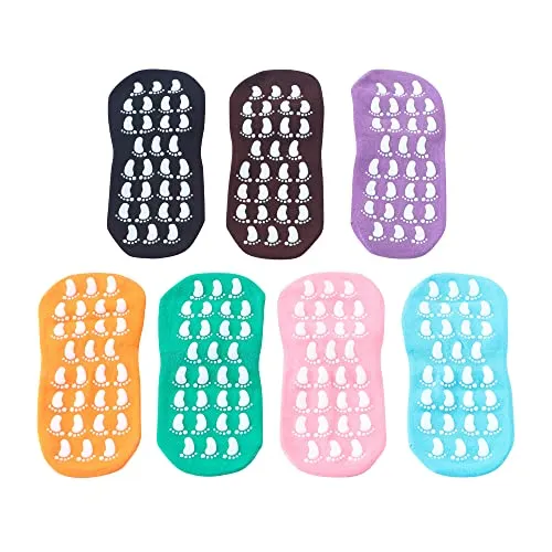 HLCYJZSD 7 Pairs Non Slip Yoga Socks for Women, Skid Slipper Socks with Grippers for Pilates Dance Ballet Trampoline