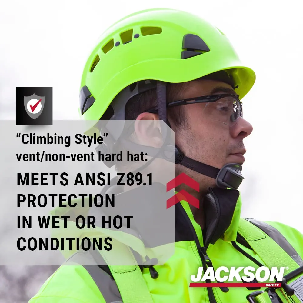 Jackson Safety CH400V Climbing-Style Hard Hat - Vented Construction Helmet with Chin Strap & Cup - ANSI Z89.1 & OSHA Compliant - (Multiple Colors)