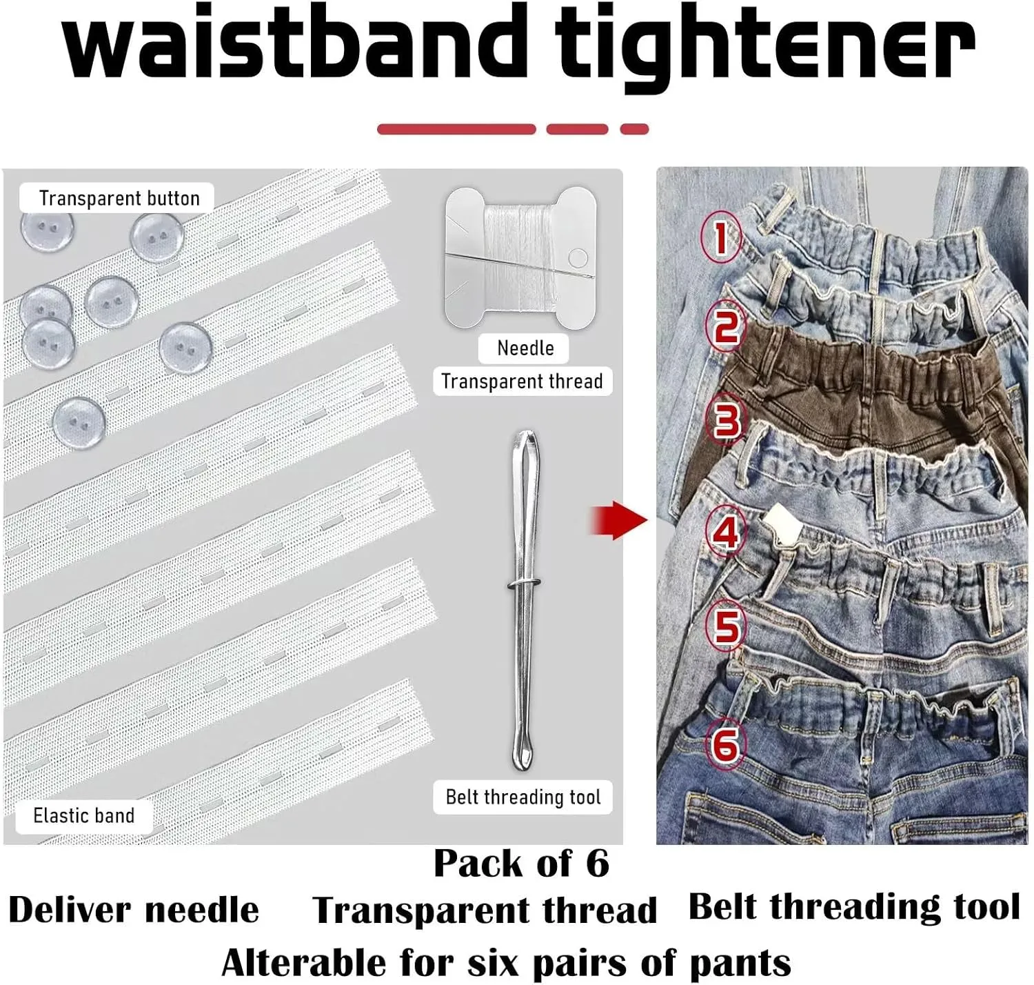Jeans Button Tightener Pants Adjuster Waist Tightener for Pants Women Men and Children,Waist Clip Pack of 6