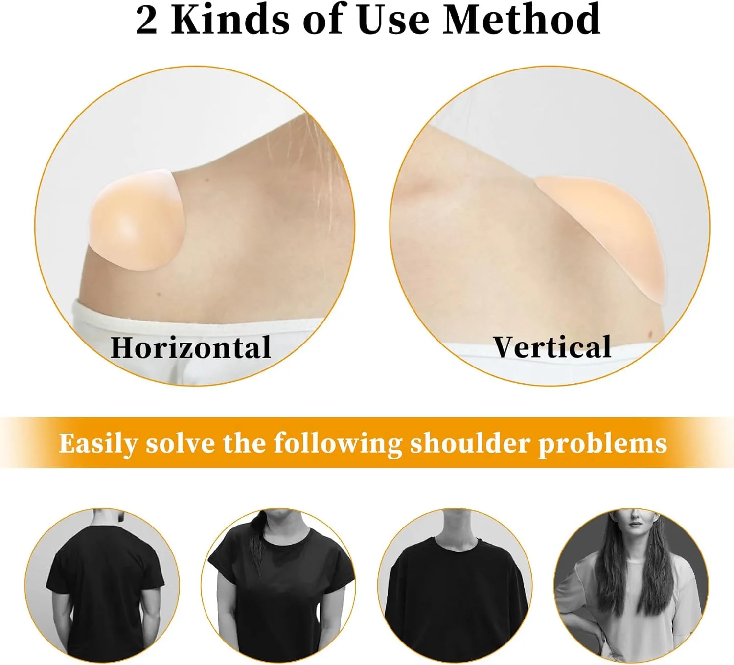 Jeffdad Shoulder Pads, Silicone Shoulder Anti-Slip Pads Invisible Breathable Push-Up Shoulder Pads Reusable Sponge Pads for Women Clothing (1 Pairs)