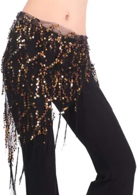 Lauthen.S Women Belly Dance Hip Scarf, Sequin Tassels Triangle Tribal Wrap Skirt Waist Chain