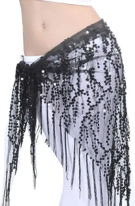 Lauthen.S Women Belly Dance Hip Scarf, Sequin Tassels Triangle Tribal Wrap Skirt Waist Chain