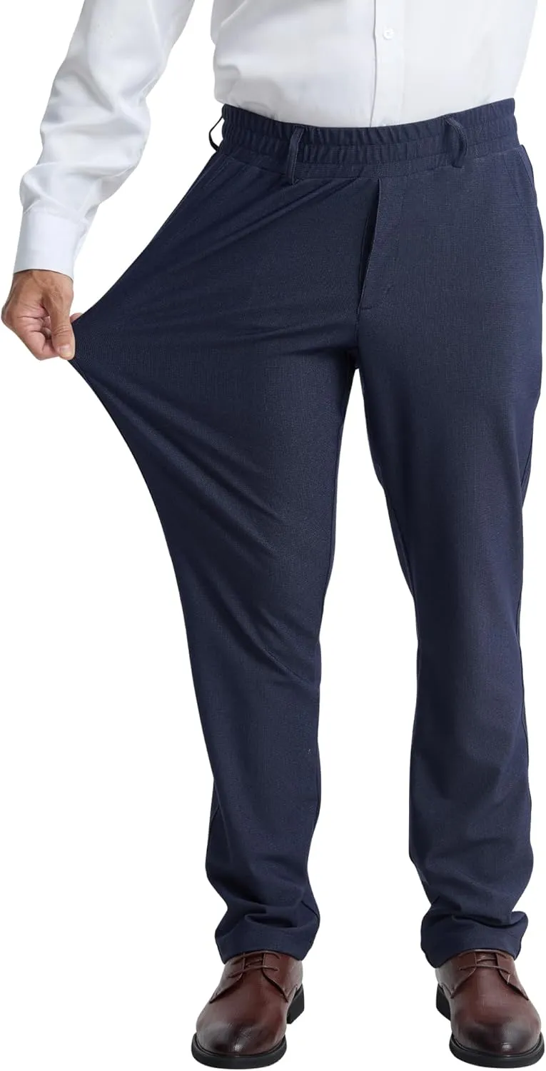 LETAOTAO Mens Elastic Waist Pants for Seniors High Stretch Expandable Waist Slacks for Elderly with Magnet Button