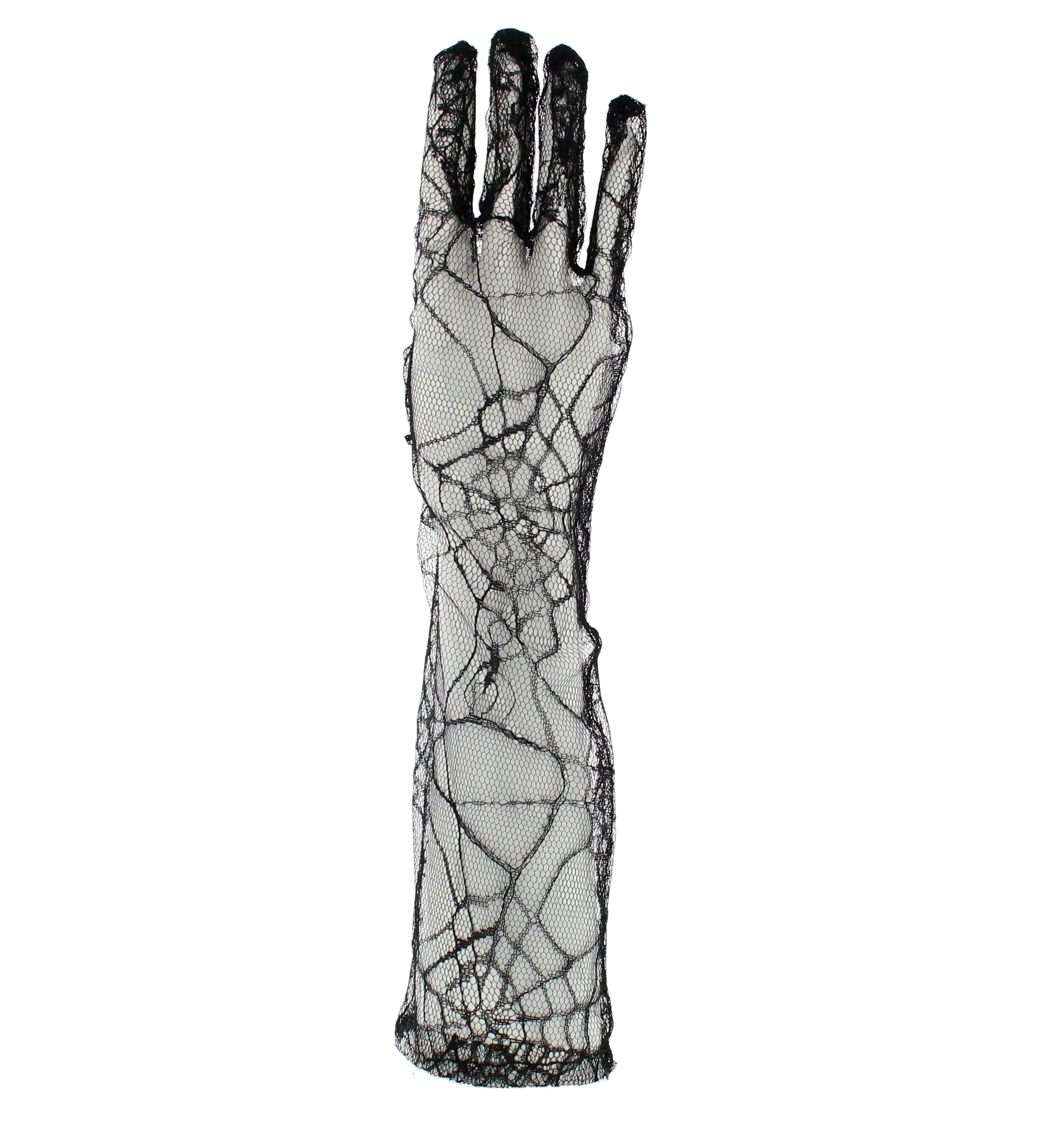 Long Spider Web Design Black Gloves