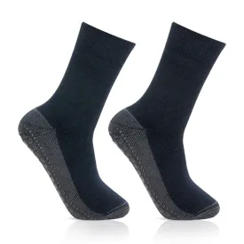 Men's Woolen Navy Color Anti-Skid (Gripper) Indoor Socks - Pack Of 2