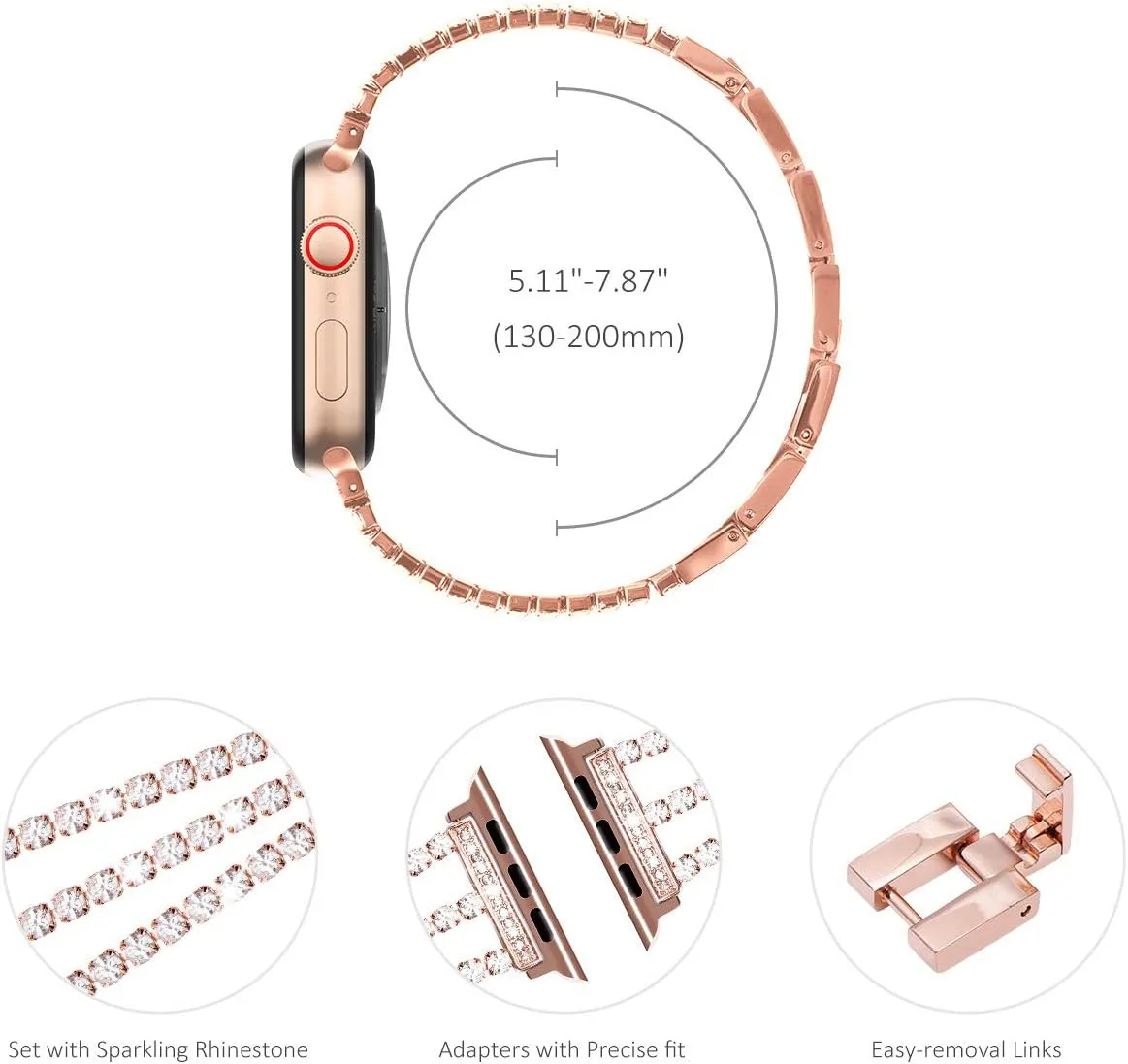 NewWays for Apple Watch Band 38mm 40mm 41mm 42mm 44mm 45mm 46mm 49mm for iWatch Series 10 9 8 7 6 5 4 3 2 1 SE Ultra, Sparkling Bling Shiny Diamonds Bracelet for iWatch Band Womens