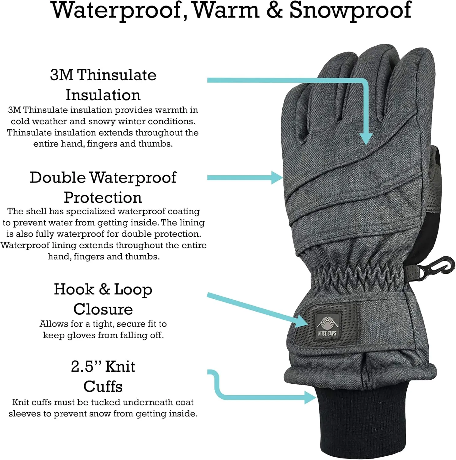 N'Ice Caps Kids Waterproof Winter Thinsulate Warm Gloves