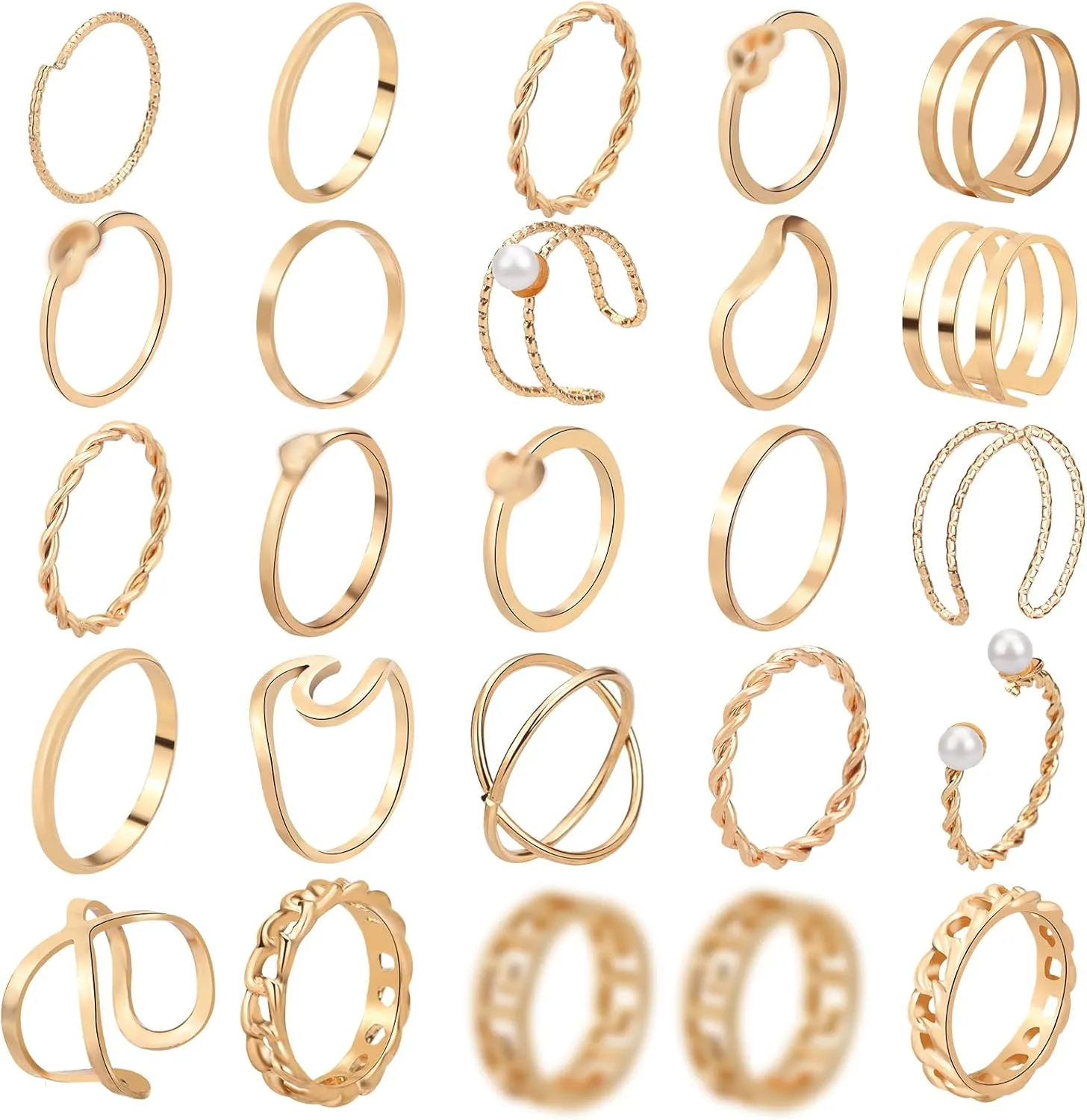 ONESING 18-31 Pcs Knuckle Rings for Women Stackable Rings Sets Vintage Joint Finger Rings Gold Rings Set for Women Men Hollow Carved Flowers Crystal Rings