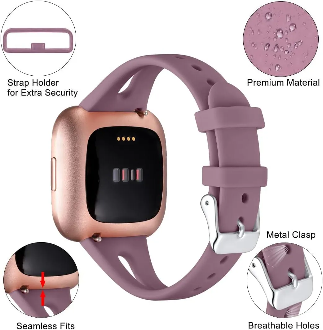 Ouwegaga Compatible with Fitbit Versa 2 Bands for Women Men Versa Lite Bands Smoke Violet Small