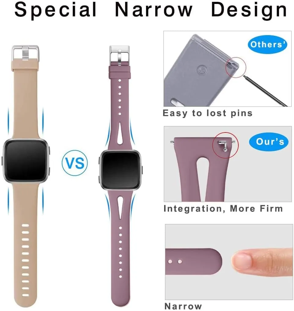 Ouwegaga Compatible with Fitbit Versa 2 Bands for Women Men Versa Lite Bands Smoke Violet Small