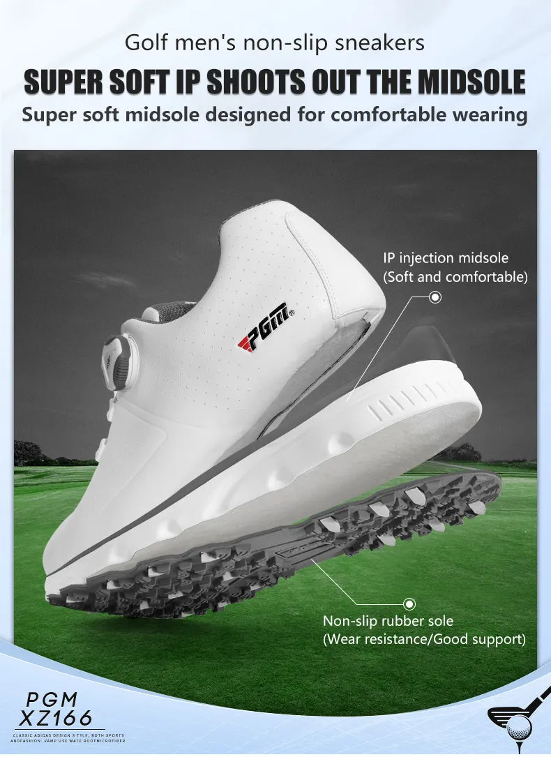 PGM XZ166 white mens golf shoes waterproof spike less golf shoes