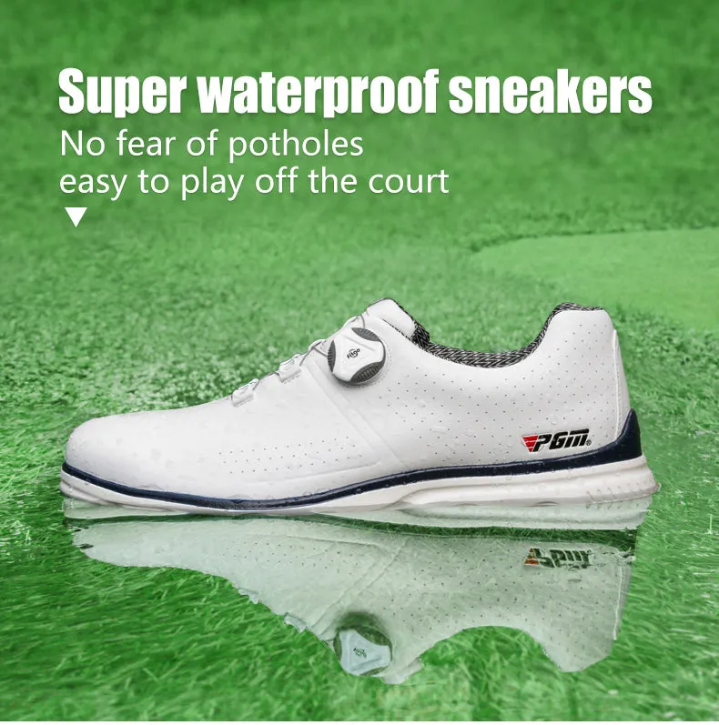 PGM XZ166 white mens golf shoes waterproof spike less golf shoes