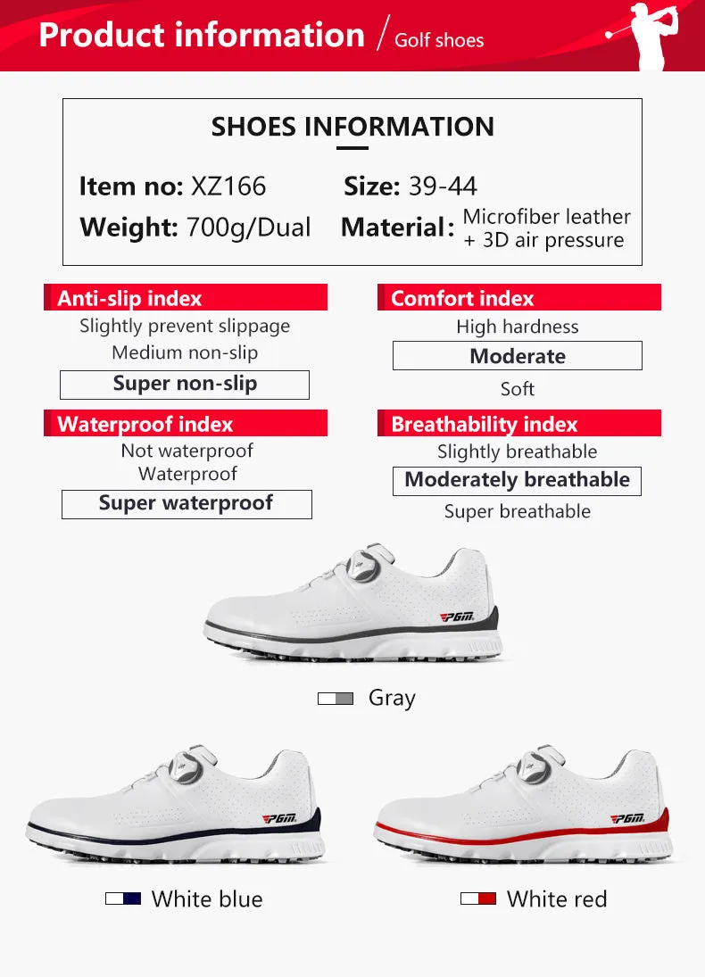PGM XZ166 white mens golf shoes waterproof spike less golf shoes