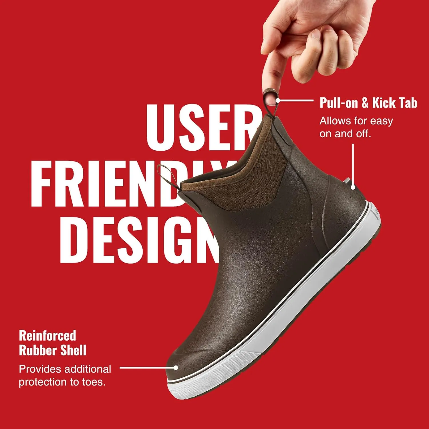 Piscifun Men s Deck Boots, Waterproof Fishing Rain Boots, Anti-Slip Rubber Boots with Breathable Neoprene Lining