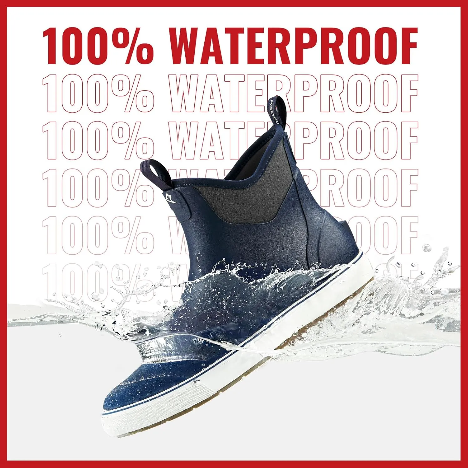 Piscifun Men s Deck Boots, Waterproof Fishing Rain Boots, Anti-Slip Rubber Boots with Breathable Neoprene Lining