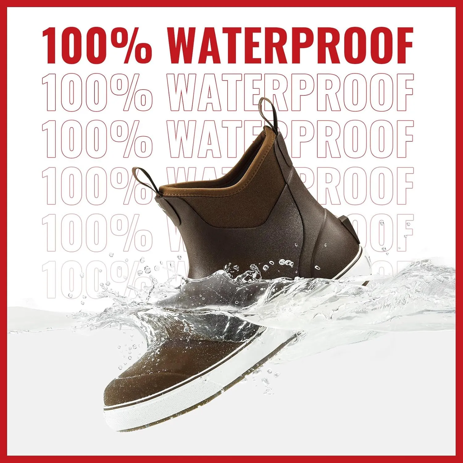 Piscifun Men s Deck Boots, Waterproof Fishing Rain Boots, Anti-Slip Rubber Boots with Breathable Neoprene Lining