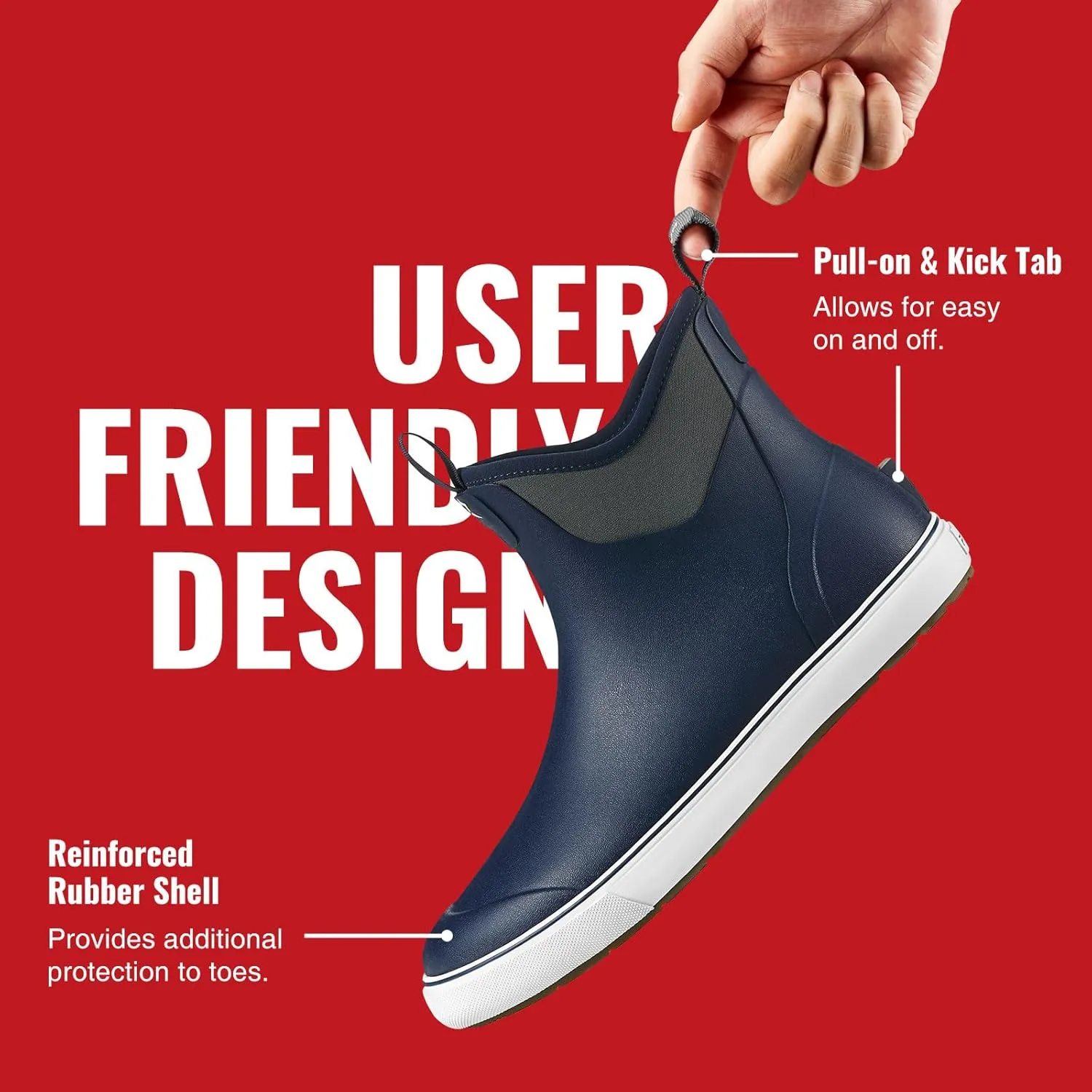 Piscifun Men s Deck Boots, Waterproof Fishing Rain Boots, Anti-Slip Rubber Boots with Breathable Neoprene Lining