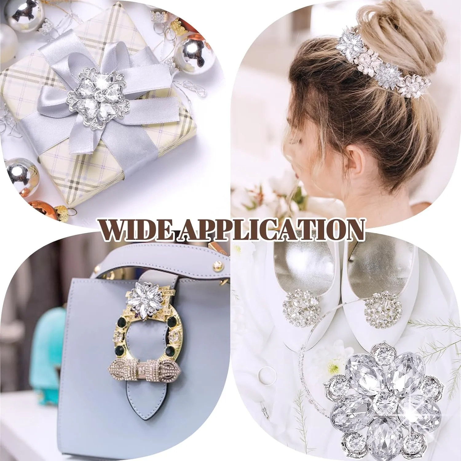 Rhinestone Brooches Bouquet Pins Corsage Crystal Brooch Diamond Pins Kits for Wedding Accessories Jewelry Decoration DIY Craft Sewing(Gold)