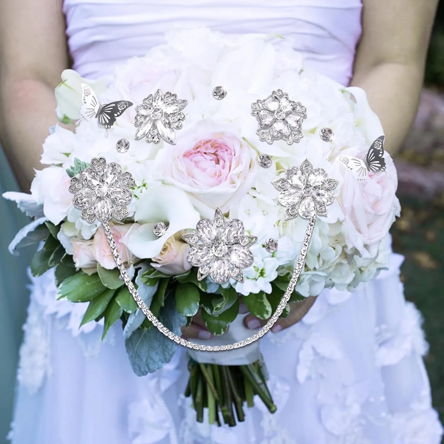 Rhinestone Brooches Bouquet Pins Corsage Crystal Brooch Diamond Pins Kits for Wedding Accessories Jewelry Decoration DIY Craft Sewing(Gold)