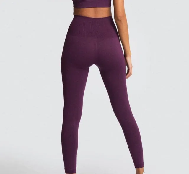 seamless hyperflex workout set sport leggings and top set yoga outfits for women sportswear athletic clothes gym sets 2 piece