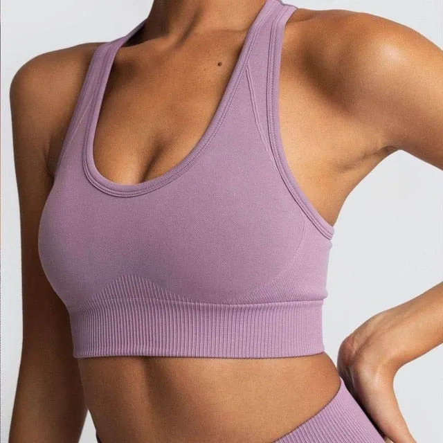 seamless hyperflex workout set sport leggings and top set yoga outfits for women sportswear athletic clothes gym sets 2 piece