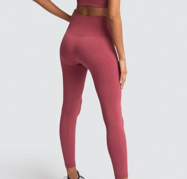 seamless hyperflex workout set sport leggings and top set yoga outfits for women sportswear athletic clothes gym sets 2 piece