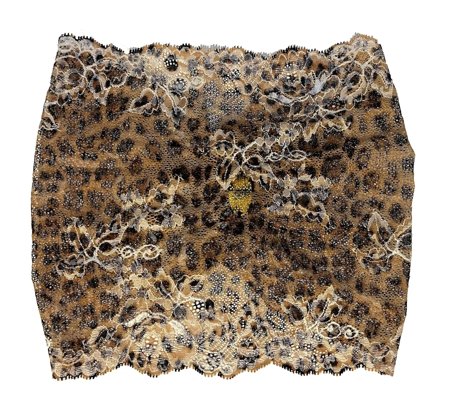 ShariRose Black Cheetah Lace Headband White Floral Stretchy Wide Lace Hair Band Great Coverage Head Cover Handmade (Black cheetah)