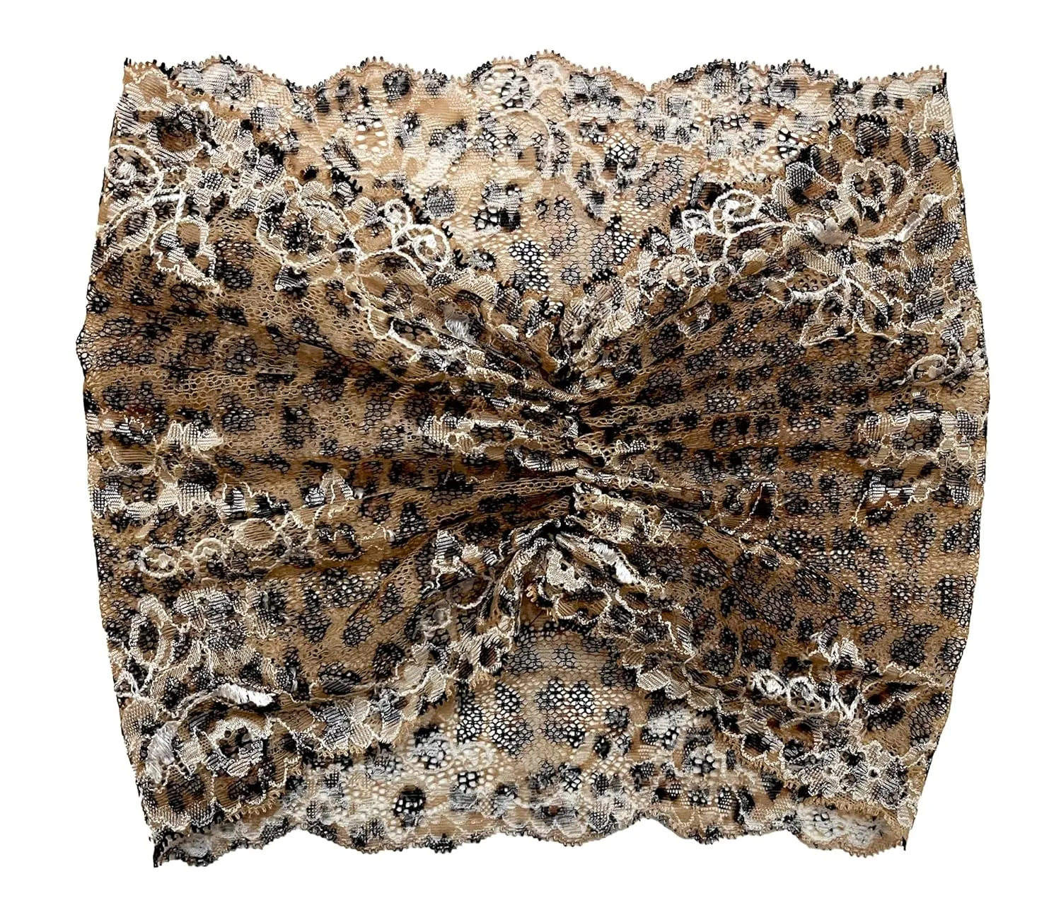 ShariRose Black Cheetah Lace Headband White Floral Stretchy Wide Lace Hair Band Great Coverage Head Cover Handmade (Black cheetah)