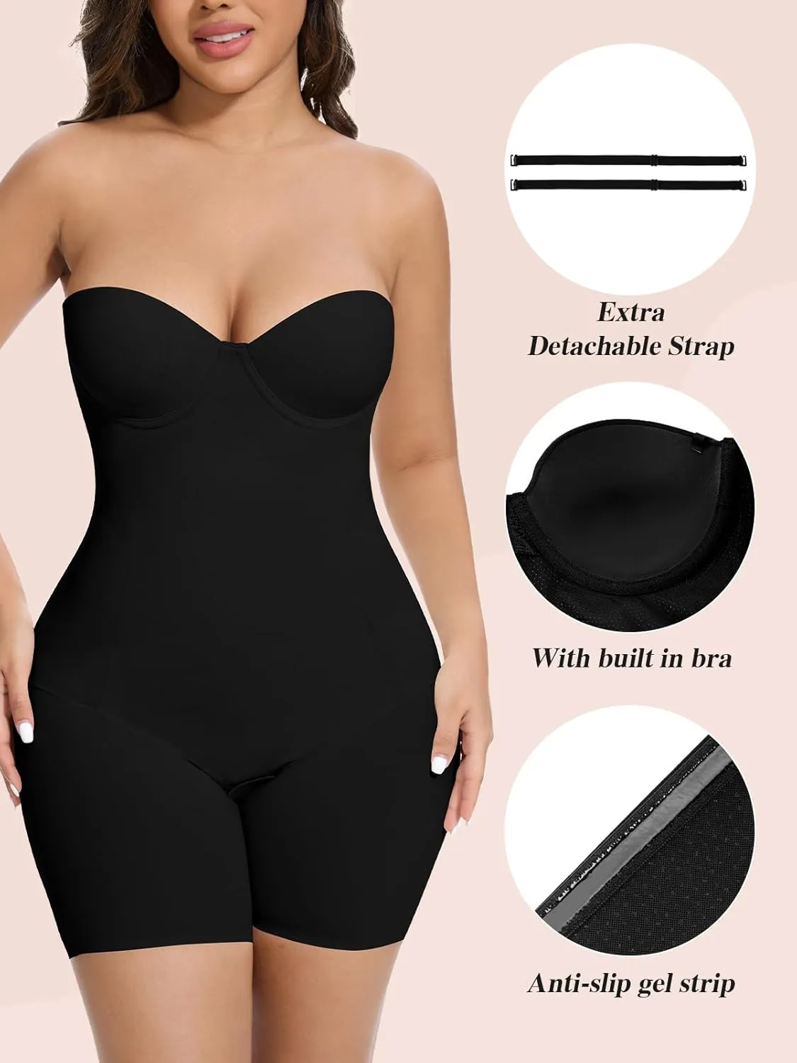 Slimers Strapless Shapewear Tummy Control: Strapless Body Shaper For Women With Built In Bra - Shapewear Bodysuit for Dress