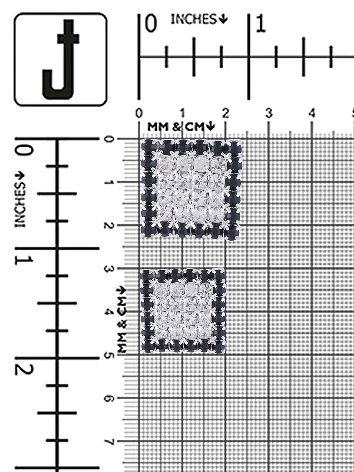 Square Shape Black And Silver Diamond Pin Brooch
