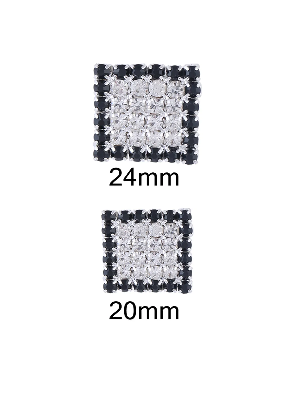 Square Shape Black And Silver Diamond Pin Brooch