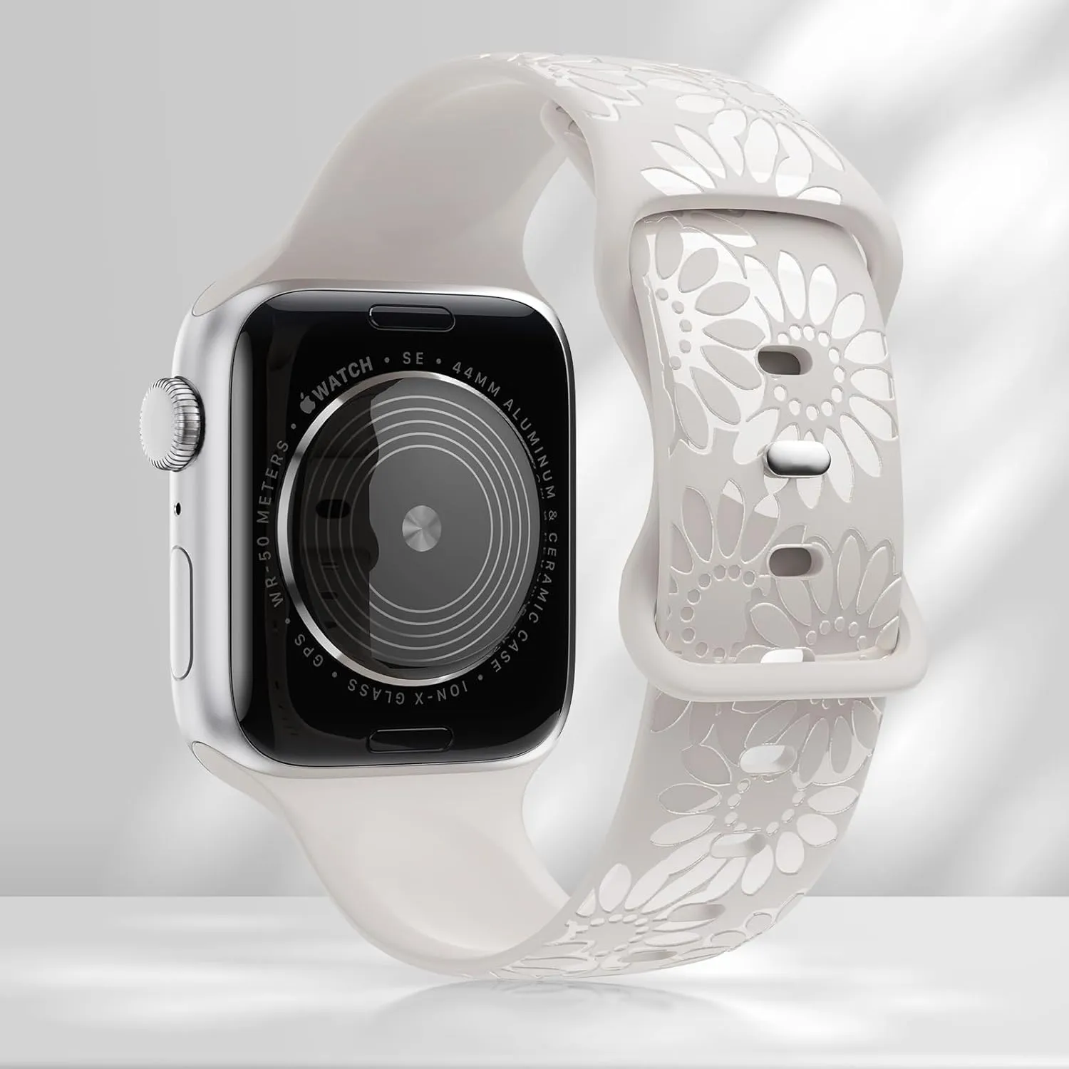 Sunflower Engraved Band Compatible with Apple Watch Bands 38mm 40mm 41mm 42mm 44mm 45mm 49mm Women, Designer Soft Glossy Floral Silicone Strap for iWatch Series Ultra 9 8 7 6 SE 5 4 3 2 1