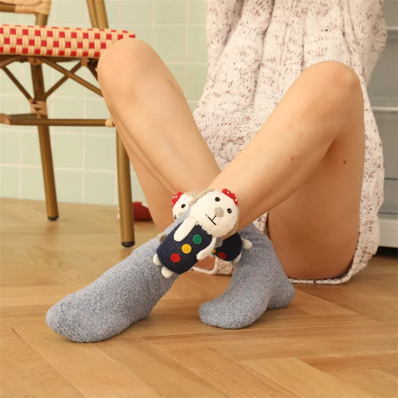 Sweetnana Cozy Crew Socks, Fuzzy Warm Stockings, Anti-Slip Thickened Winter Socks, Cute Lounge Wear, Super Soft Tube Socks