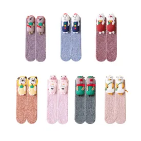 Sweetnana Cozy Crew Socks, Fuzzy Warm Stockings, Anti-Slip Thickened Winter Socks, Cute Lounge Wear, Super Soft Tube Socks