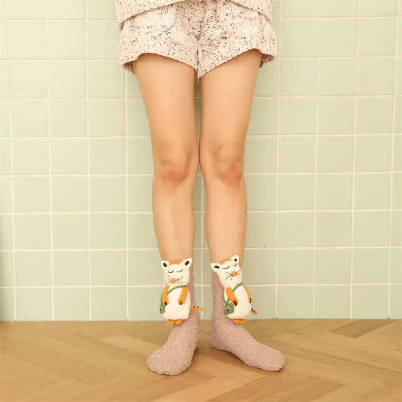 Sweetnana Cozy Crew Socks, Fuzzy Warm Stockings, Anti-Slip Thickened Winter Socks, Cute Lounge Wear, Super Soft Tube Socks