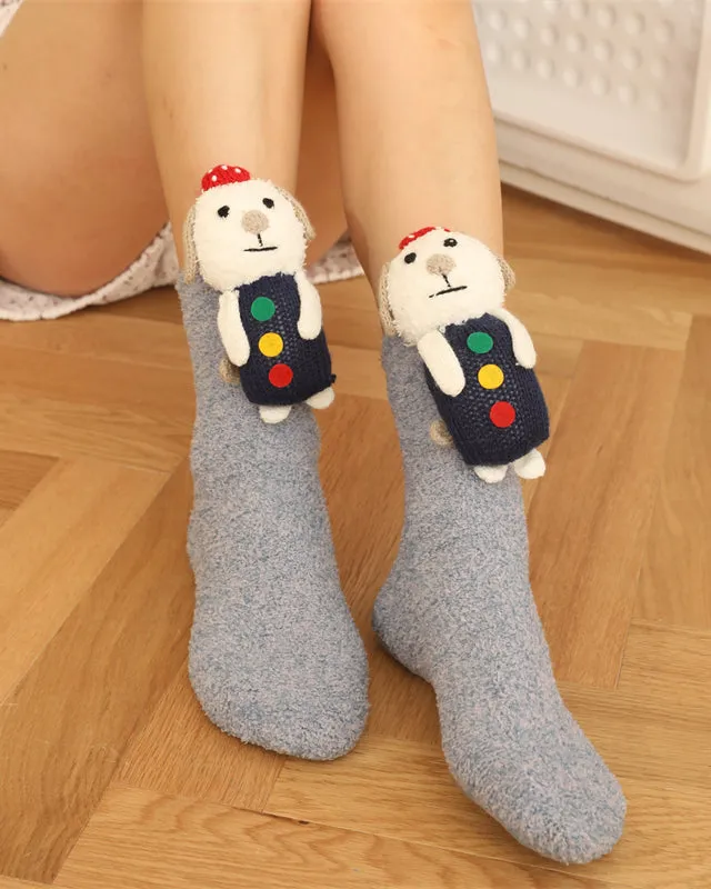 Sweetnana Cozy Crew Socks, Fuzzy Warm Stockings, Anti-Slip Thickened Winter Socks, Cute Lounge Wear, Super Soft Tube Socks