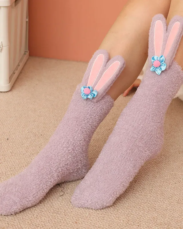 Sweetnana Women's Tube Crew Socks Cartoon Cute Socks Winter Fuzzy Warm Socks Soft Cozy Thick Socks