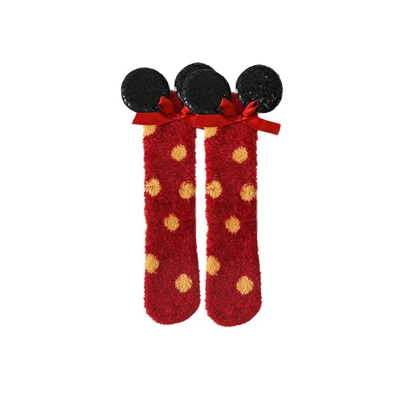 Sweetnana Women's Tube Crew Socks Cartoon Cute Socks Winter Fuzzy Warm Socks Soft Cozy Thick Socks