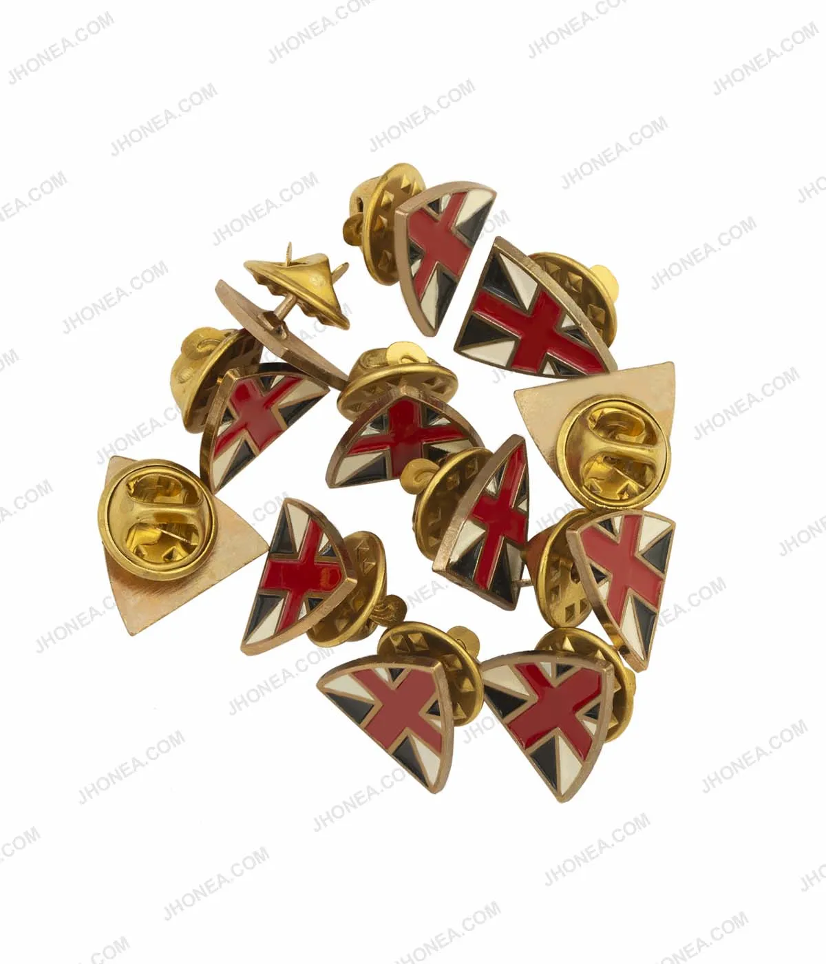 Tri-Color Shield Shape Shirt Collar Tips Brooch Pin