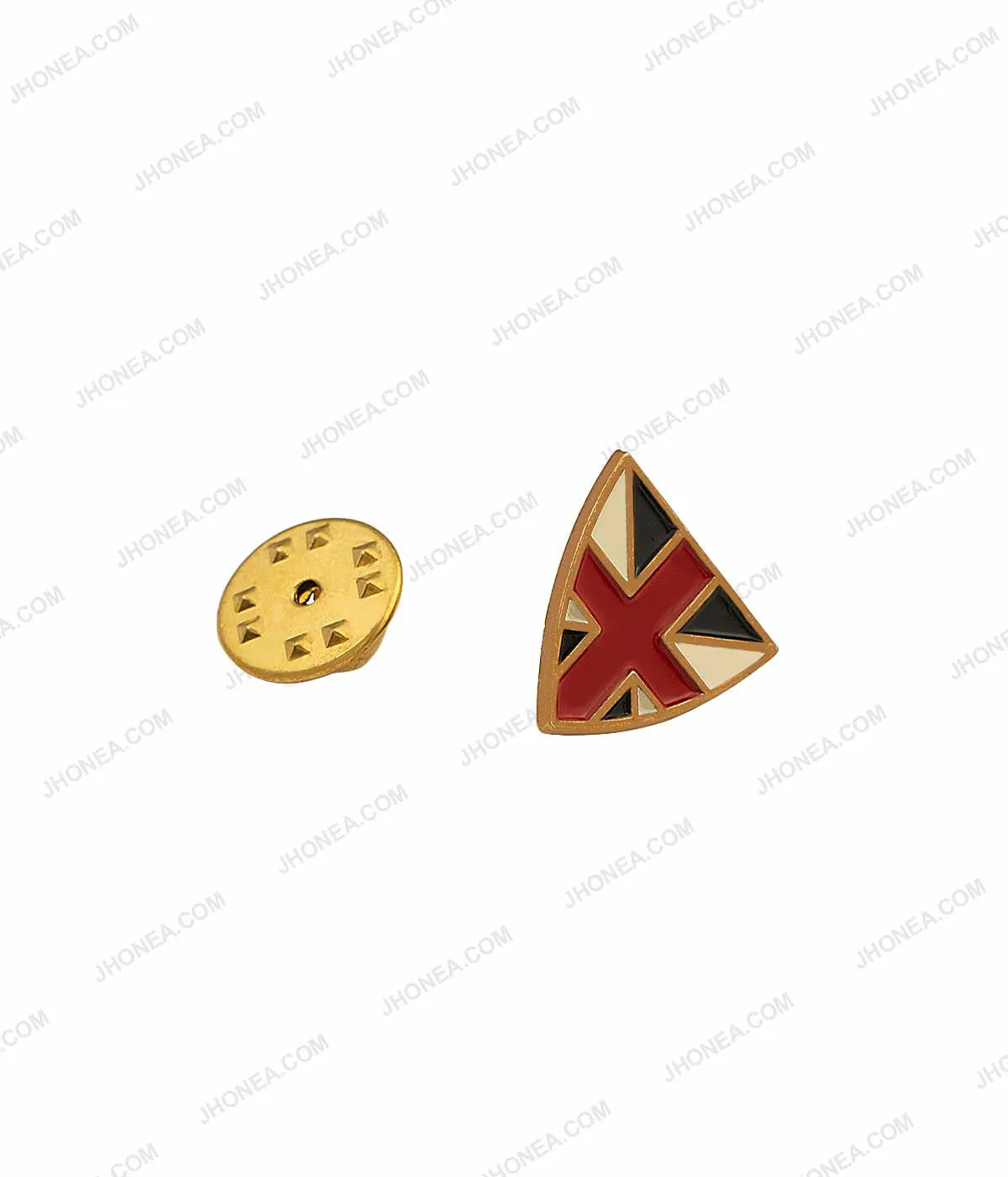 Tri-Color Shield Shape Shirt Collar Tips Brooch Pin