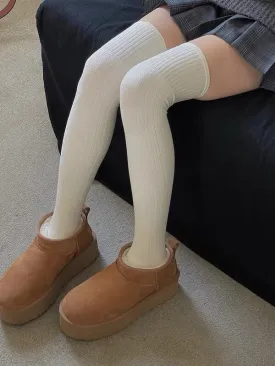 Twist knit academia winter stockings