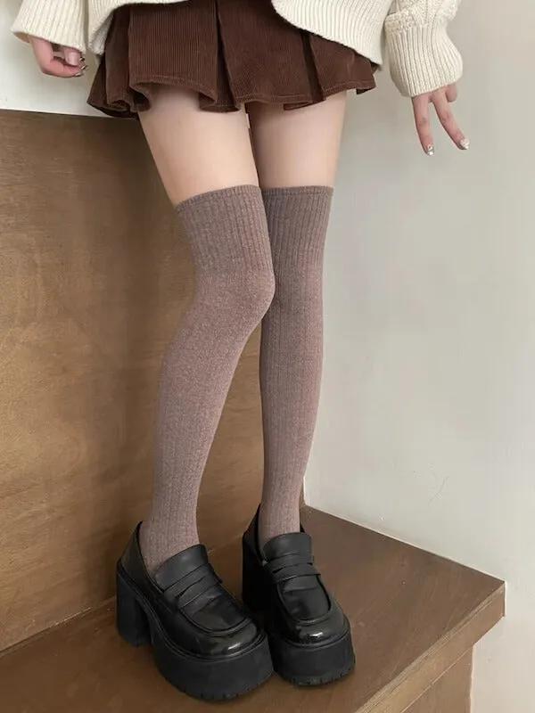 Twist knit academia winter stockings